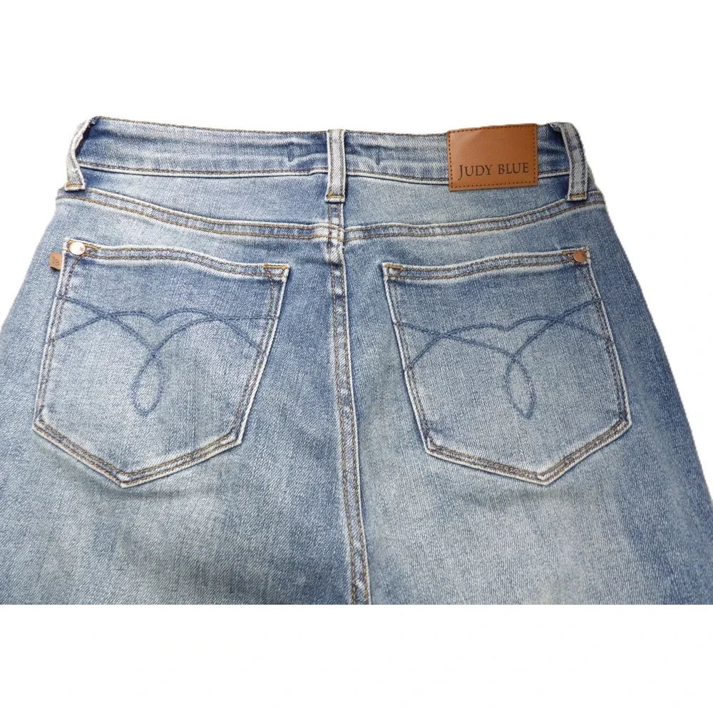 Judy Blue Bootcut Jeans Women 7/28 Short Blue Denim Stretch Tummy Control Flared